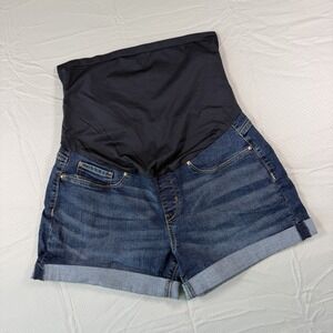 Signature Levi Strauss Women Large Maternity Denim Shorts Cuffed Secret Fit Bell